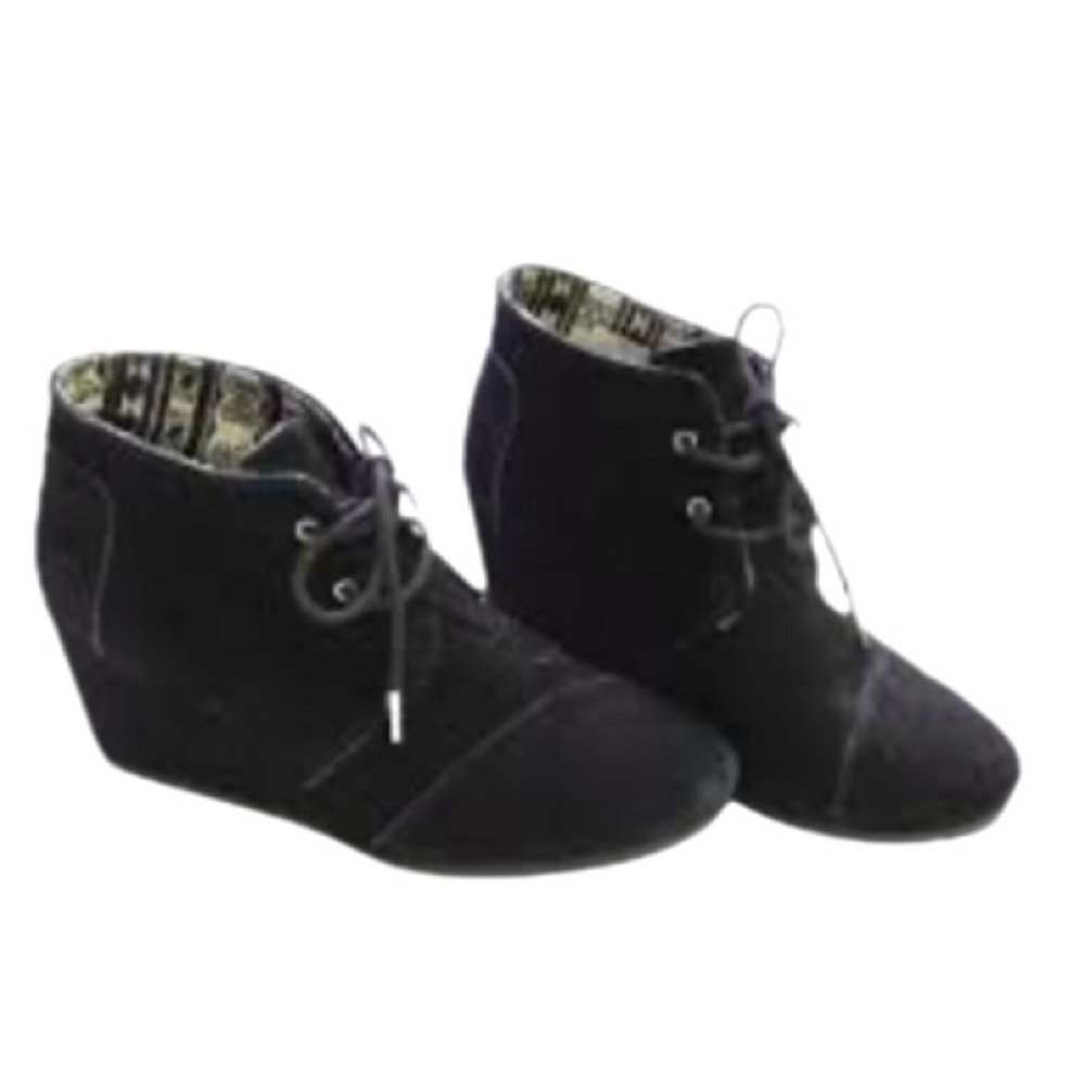 Toms black Desert suede ankle boots wedges women’s size 9